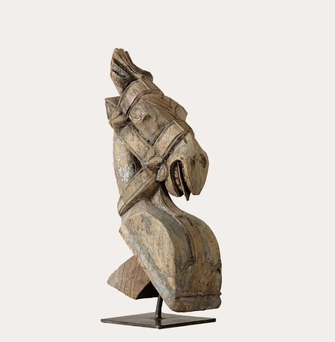 Statue bois | Ashva - Protomé cheval en bois n°5