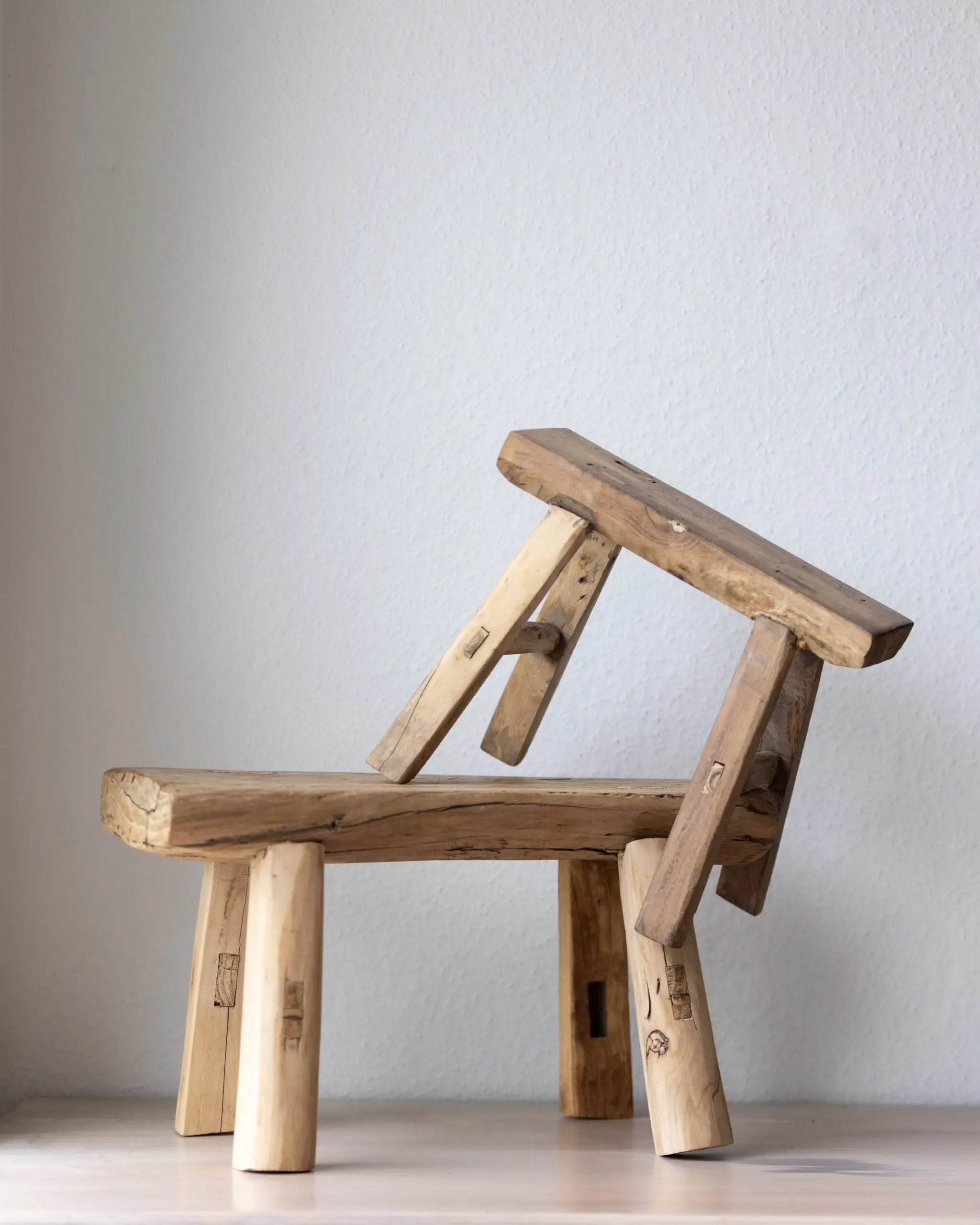 Tabouret en bois vintage - n°01 Botanical Boys