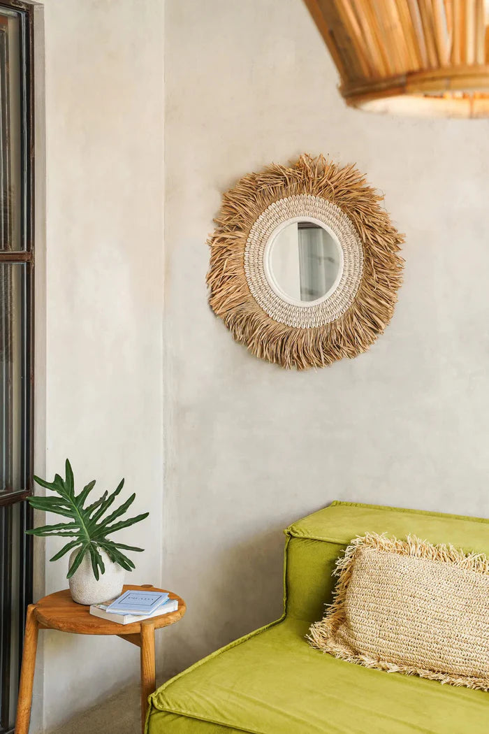 Raffia Mirror | Cowrie