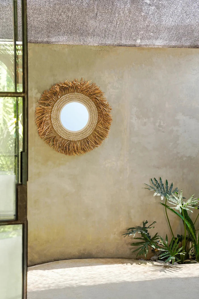 Raffia Mirror | Cowrie