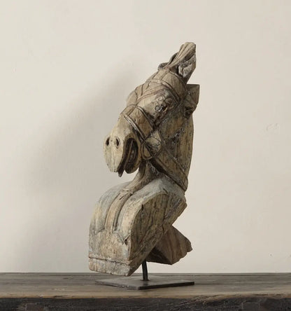 Statue bois | Ashva - Protomé cheval en bois n°5 - Jideco Home